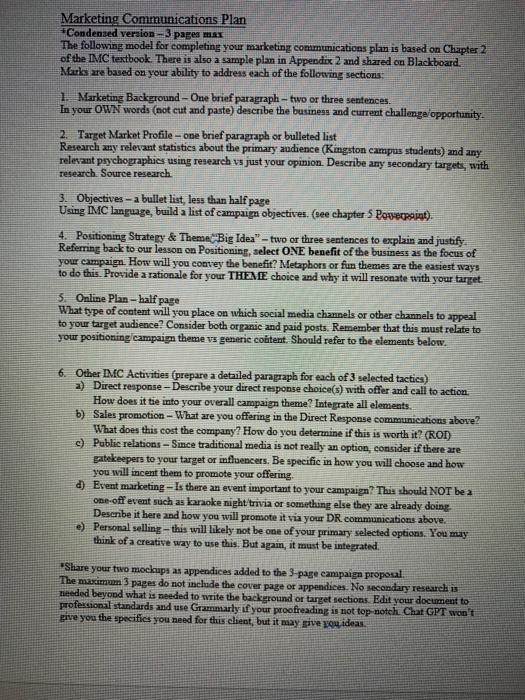 Communications Campaign The Fine Print Assignment due: Week 14 (Dec 11 or