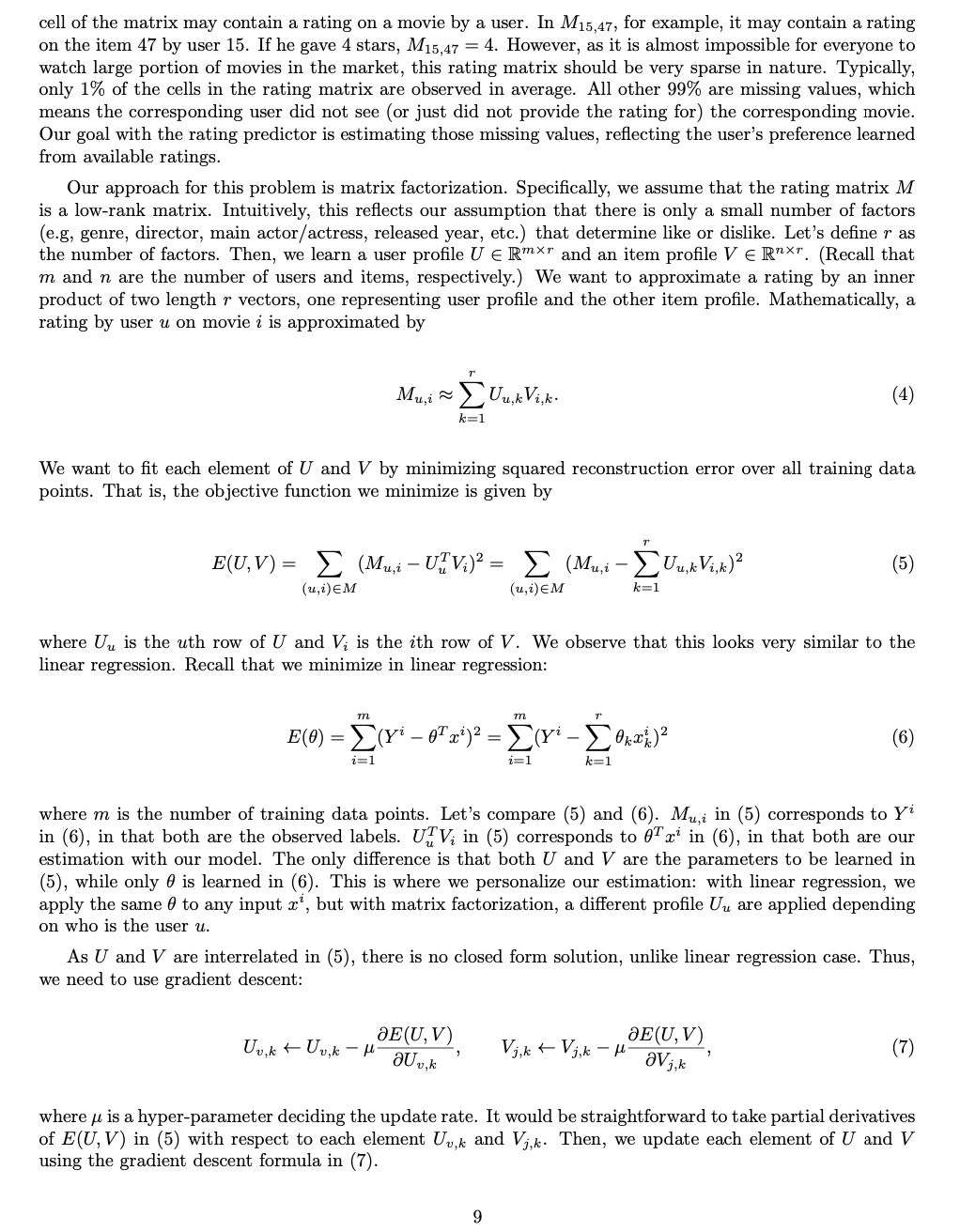 (Thank you!) 7 Recommendation System [1.5 pts] Suppose you are an employee