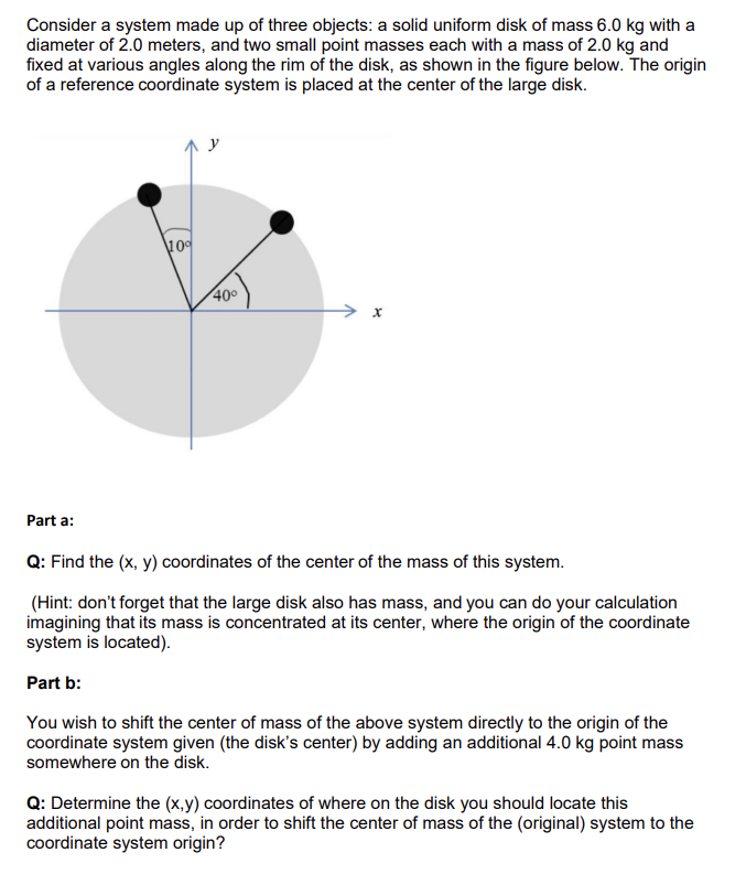 Consider a system made up of three objects: a solid uniform