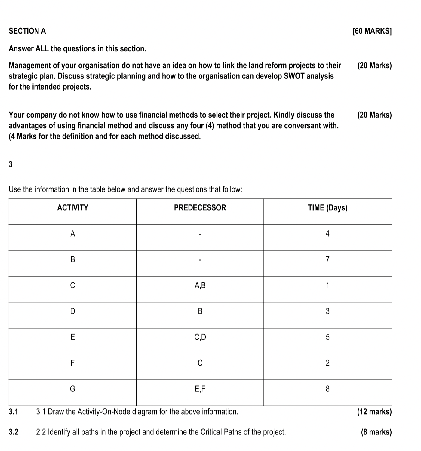  SECTION A [60 MARKS] Answer ALL the questions In this section.