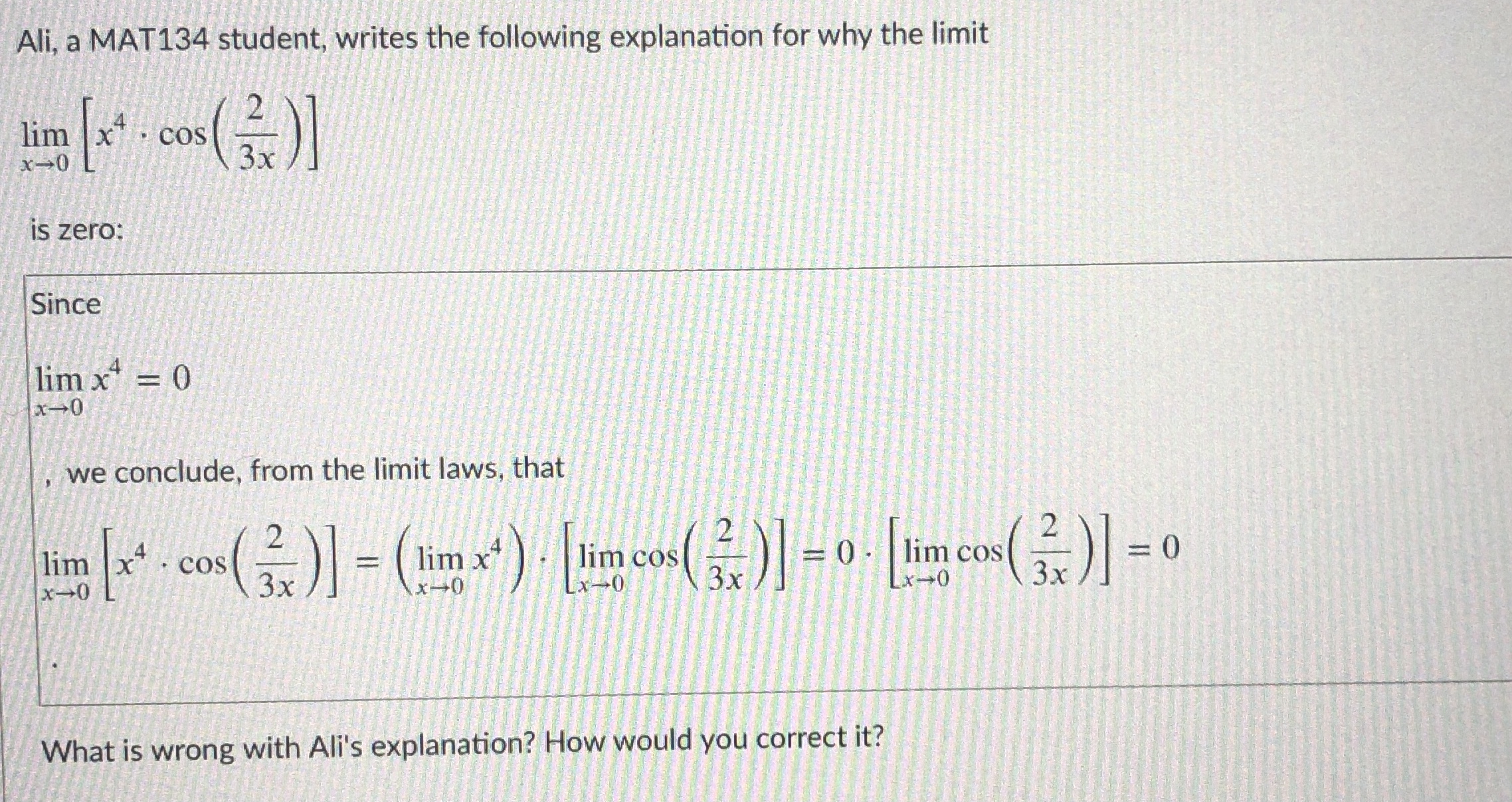 select one option for the multiple choice question. Suppose that a function