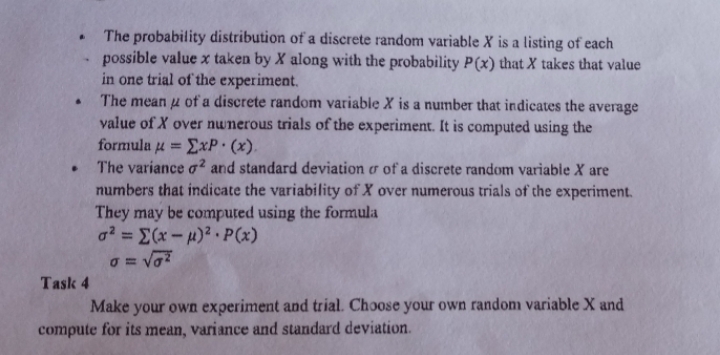 Kindly answer task 4. I really need it. Thank you. Topic: Probabilities,