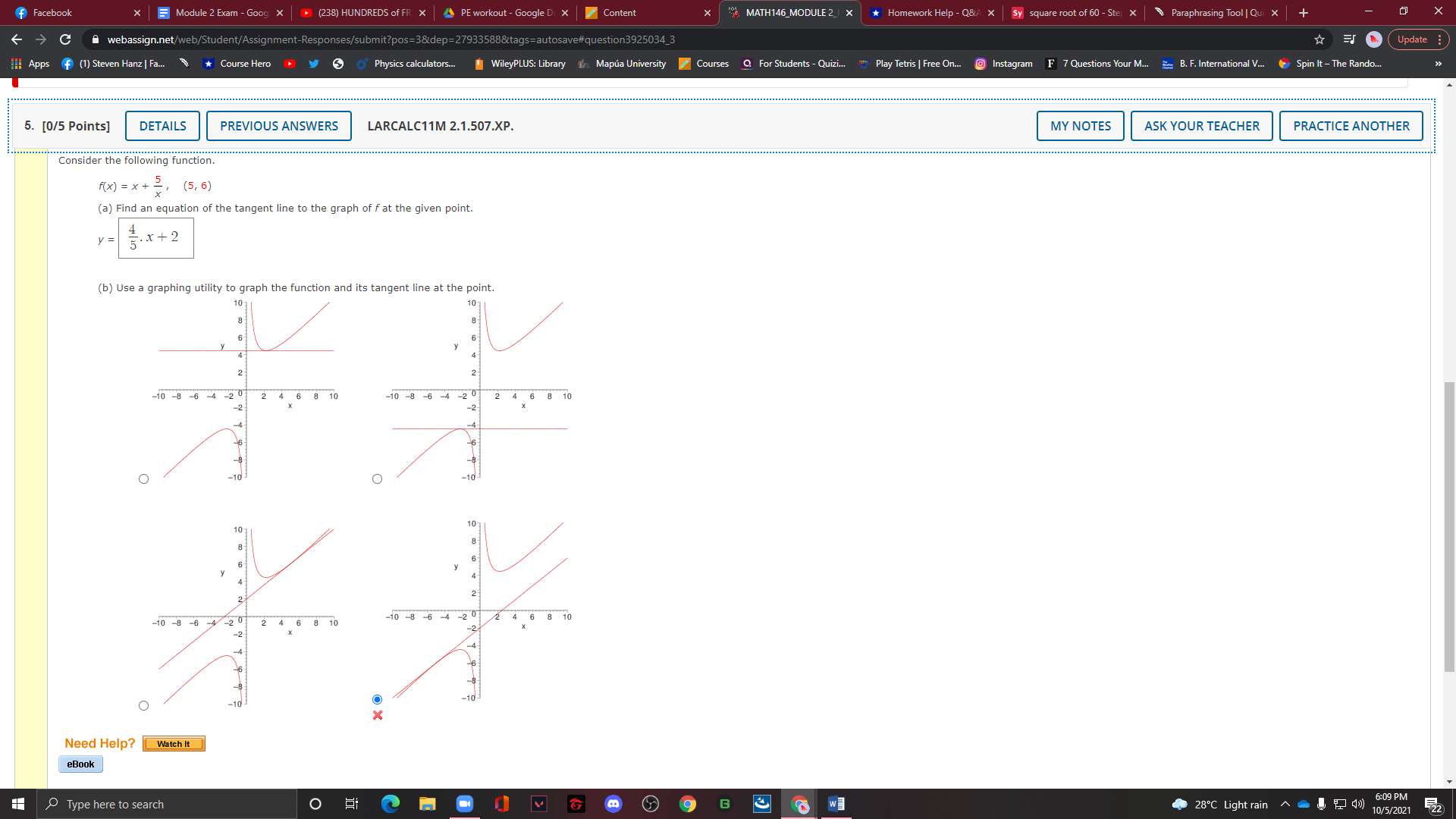 Facebook X Module2Exam -Goog X (238) HUNDREDS ofFF X PEworkout-GoogleC X Content