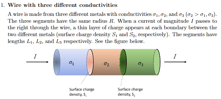  1. Wire with three different conductivities A wire is made from