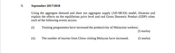 9. September 2017/2018 Using the aggregate demand and short run aggregate