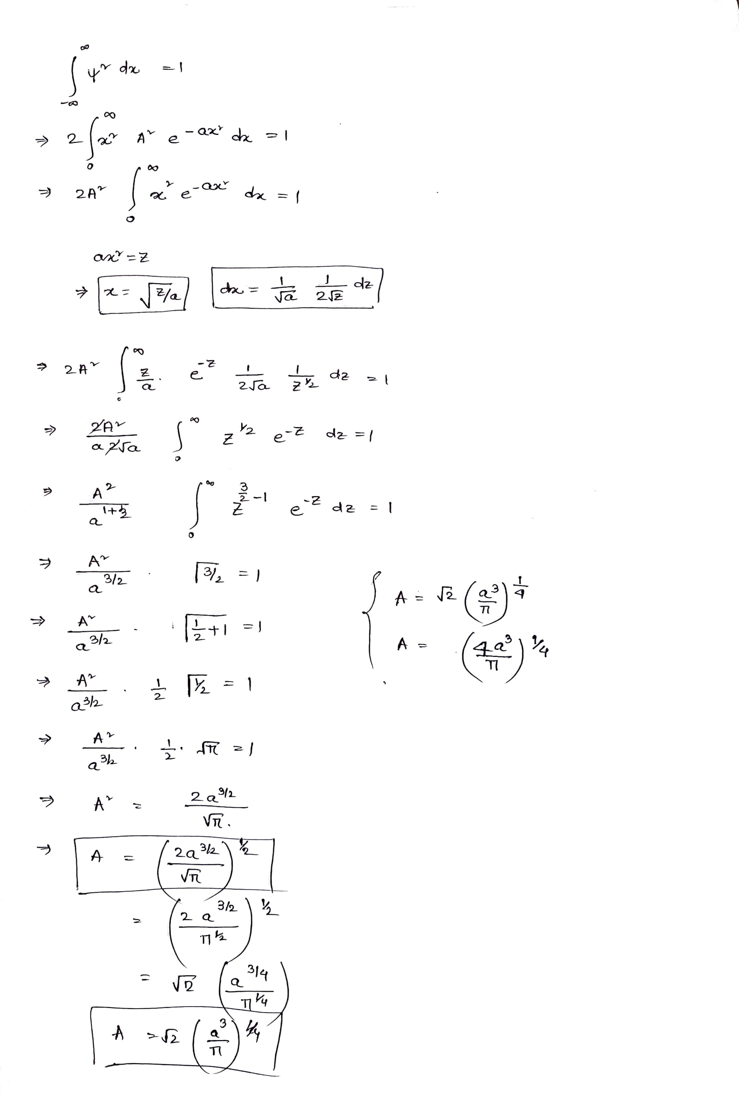 simple harmonic oscillator is , = Axe (@* /2). Normalize the wave