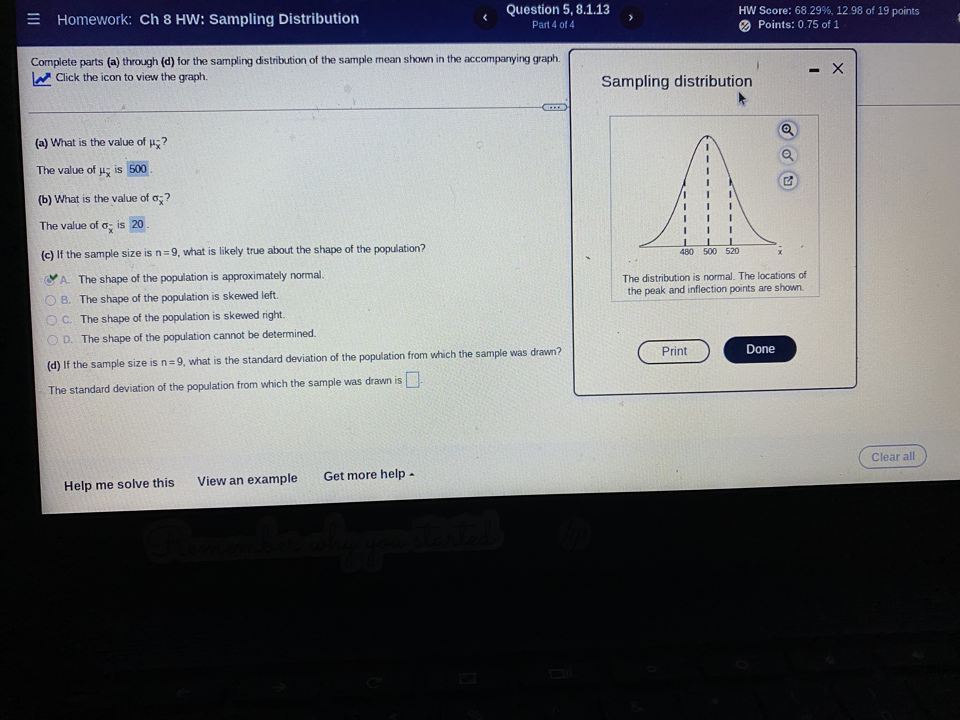 Homework: Ch 8 HW: Sampling Distribution Question 5, 8.1.13 HW Score: