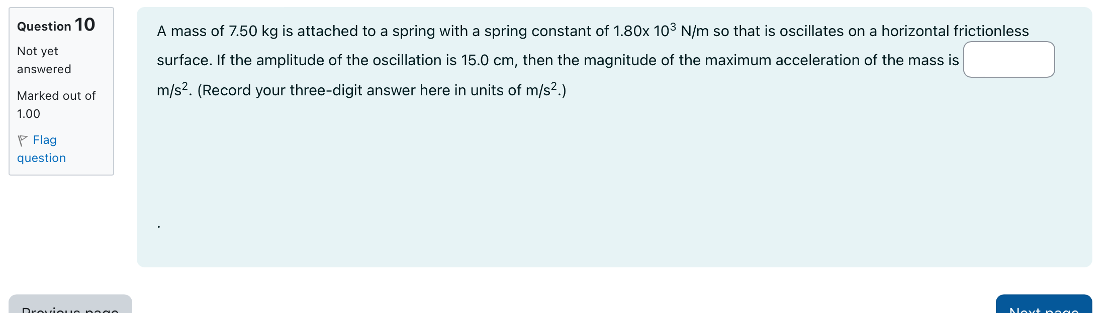 of 1.00 Flag displacement question b d displacement The correct selection isQuestion