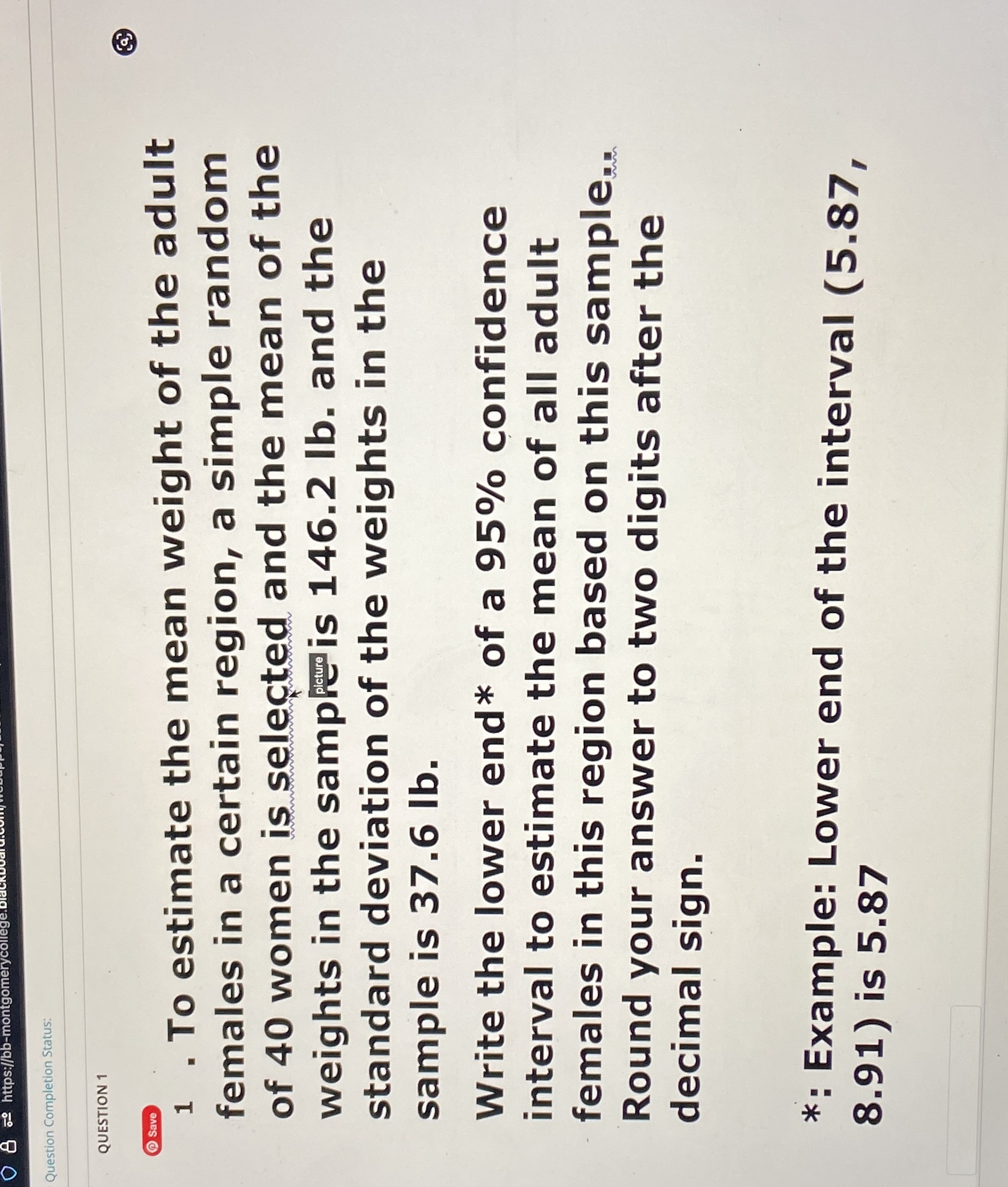  O 8 . https://bb-mon Question Completion Status: QUESTION 1 Save H