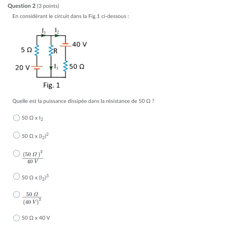 Question 2 (3 points) En considrant le circuit dans la Fig.l ci-dessous