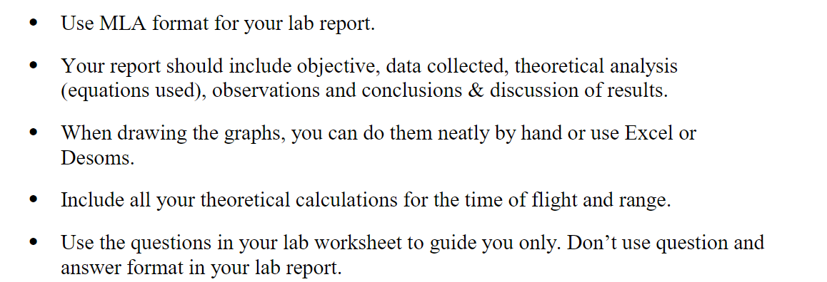 of ight and range. For all your measurements, keep the following variables
