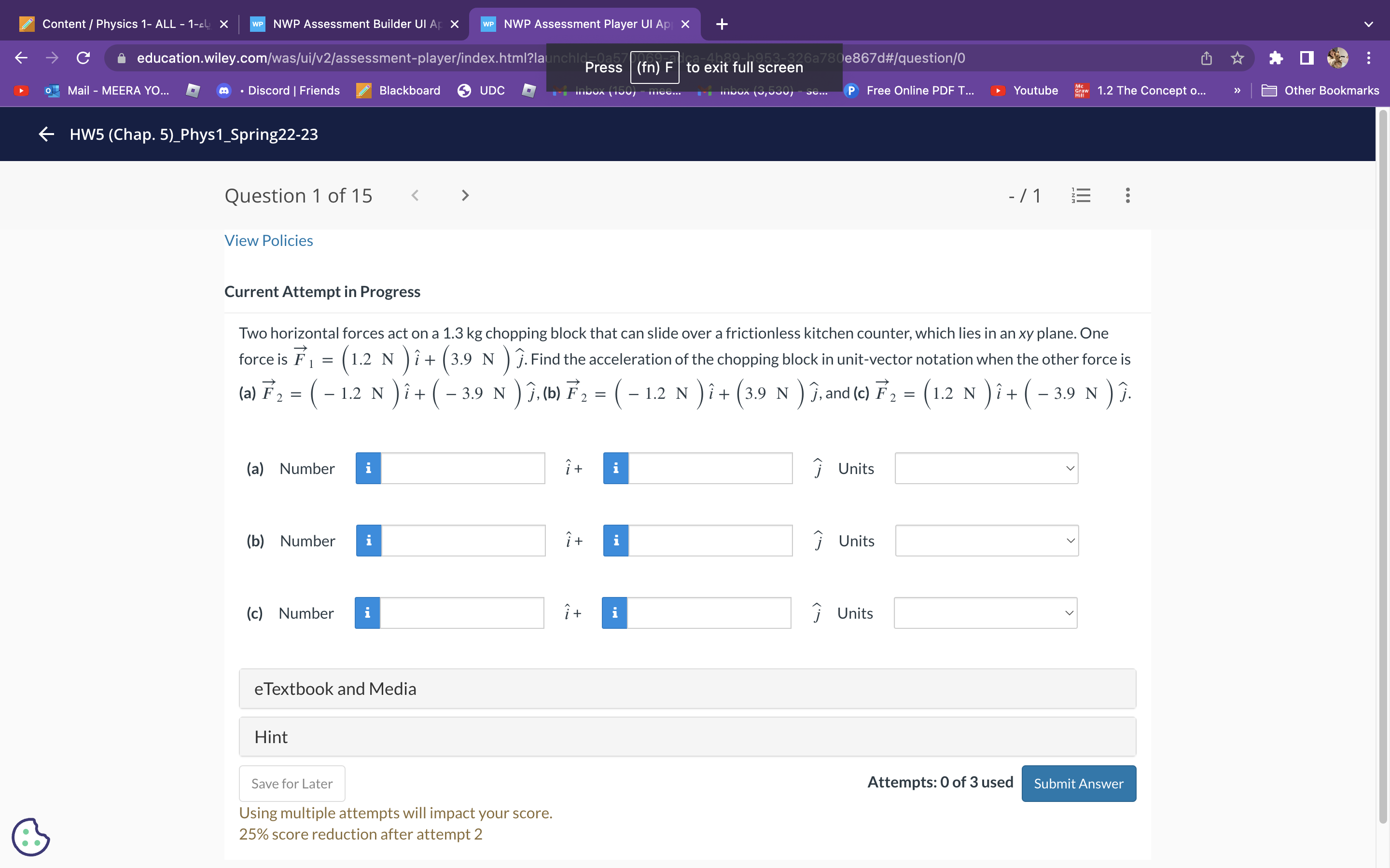 Content / Physics 1- ALL - 1-cl X WP NWP Assessment