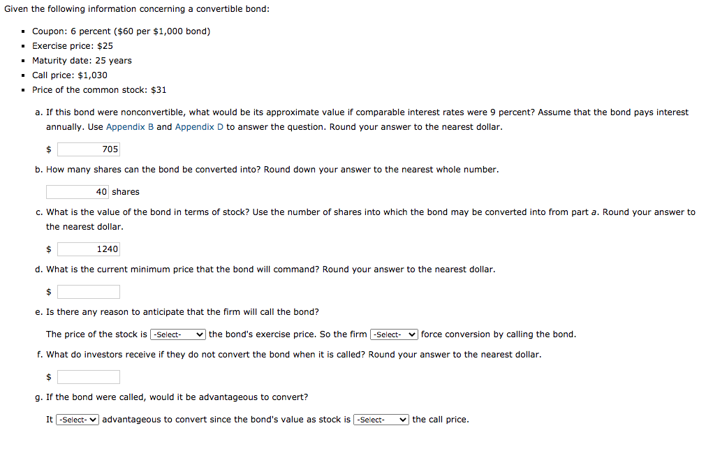 APPENDEX B APPENDEX D Given the following information concerning a convertible