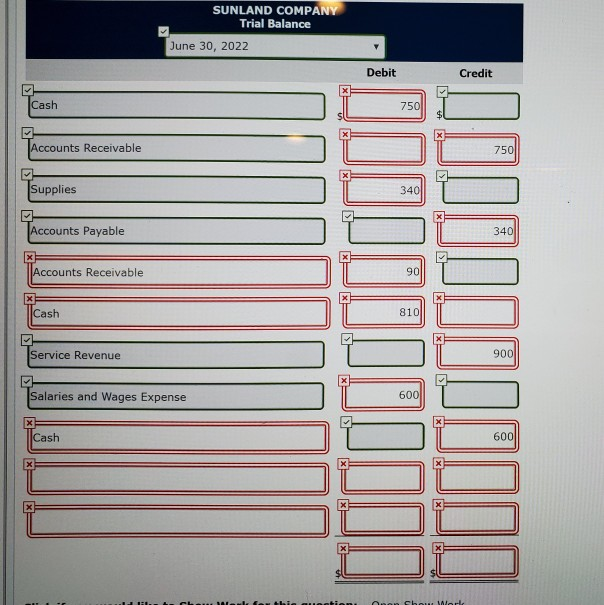 Sunland Company does not balance. Credit $ 5,890 SUNLAND COMPANY Trial Balance
