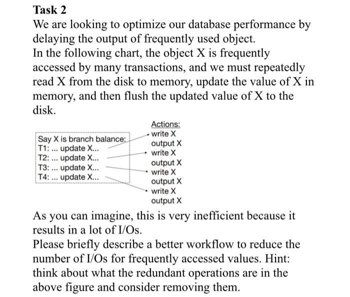 ****************Run in SQL please ******* Task 2 We are looking to optimize