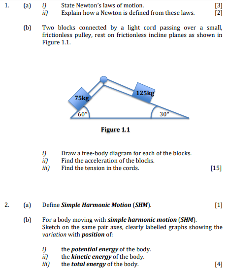 Please help with the following Physics Questions. 1. [a] i) State Newton's