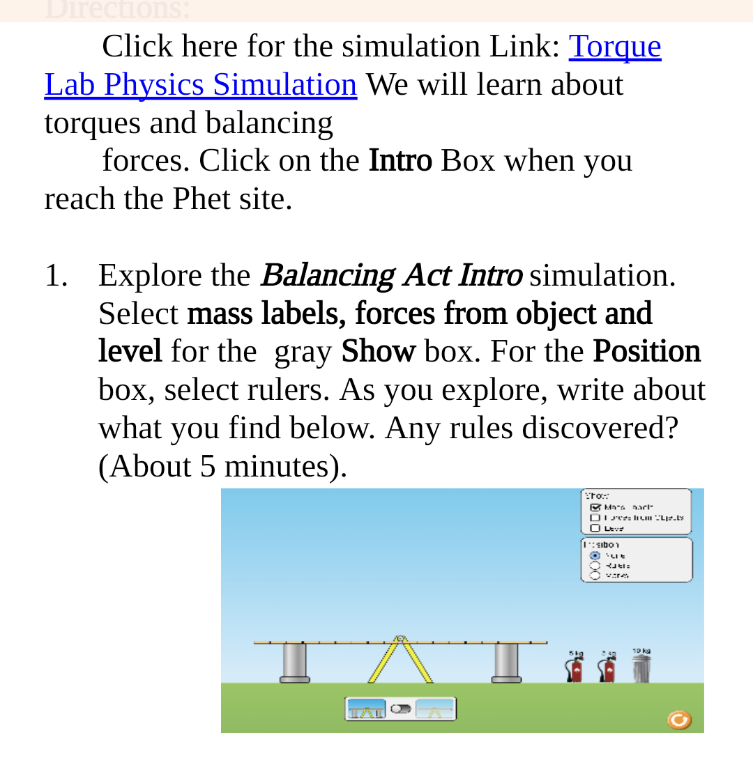 Click here for the simulation Link: Torque Lab Physics Simulation We