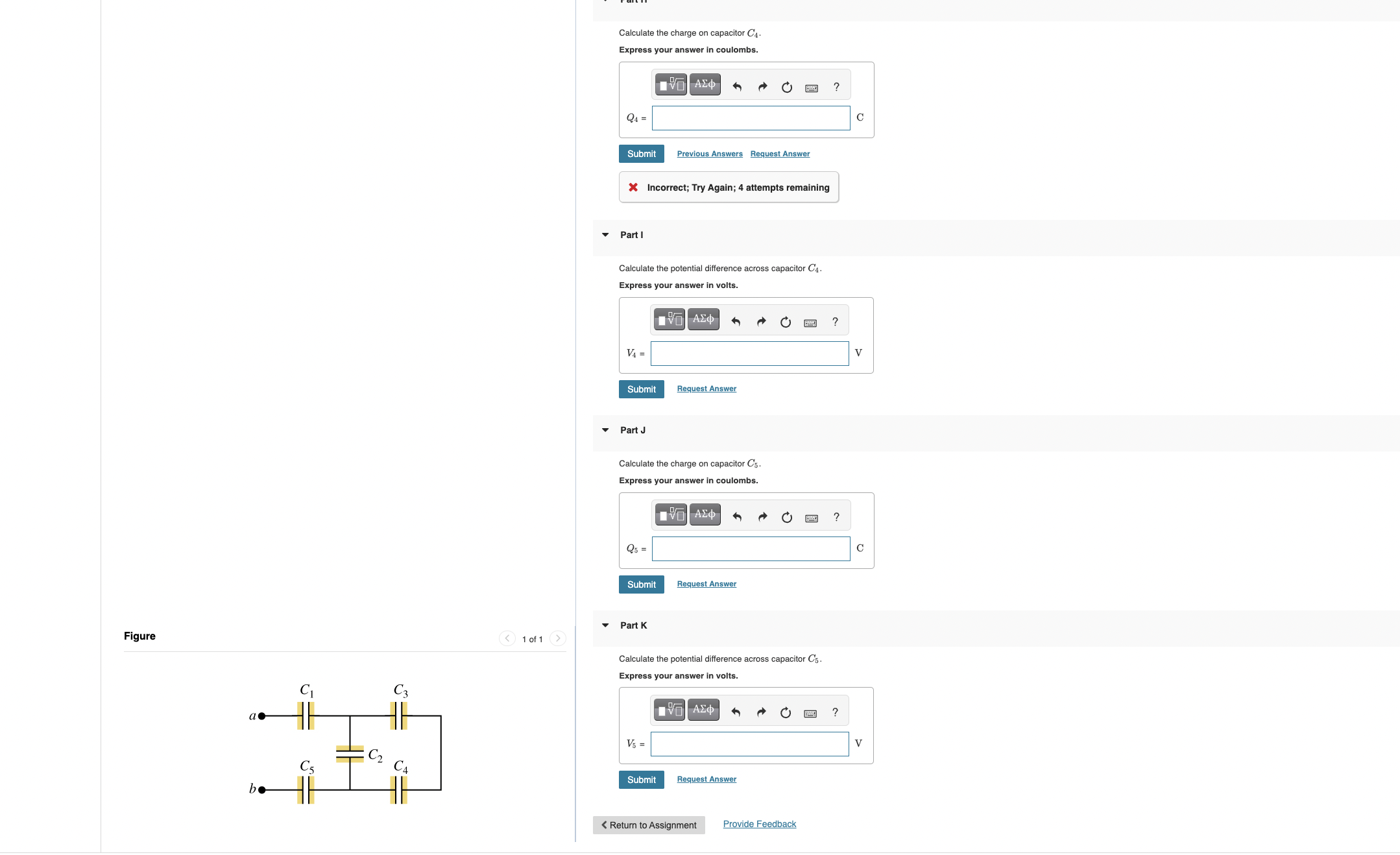 4.7 uF . The applied potential is Vab = 250 V. AEd