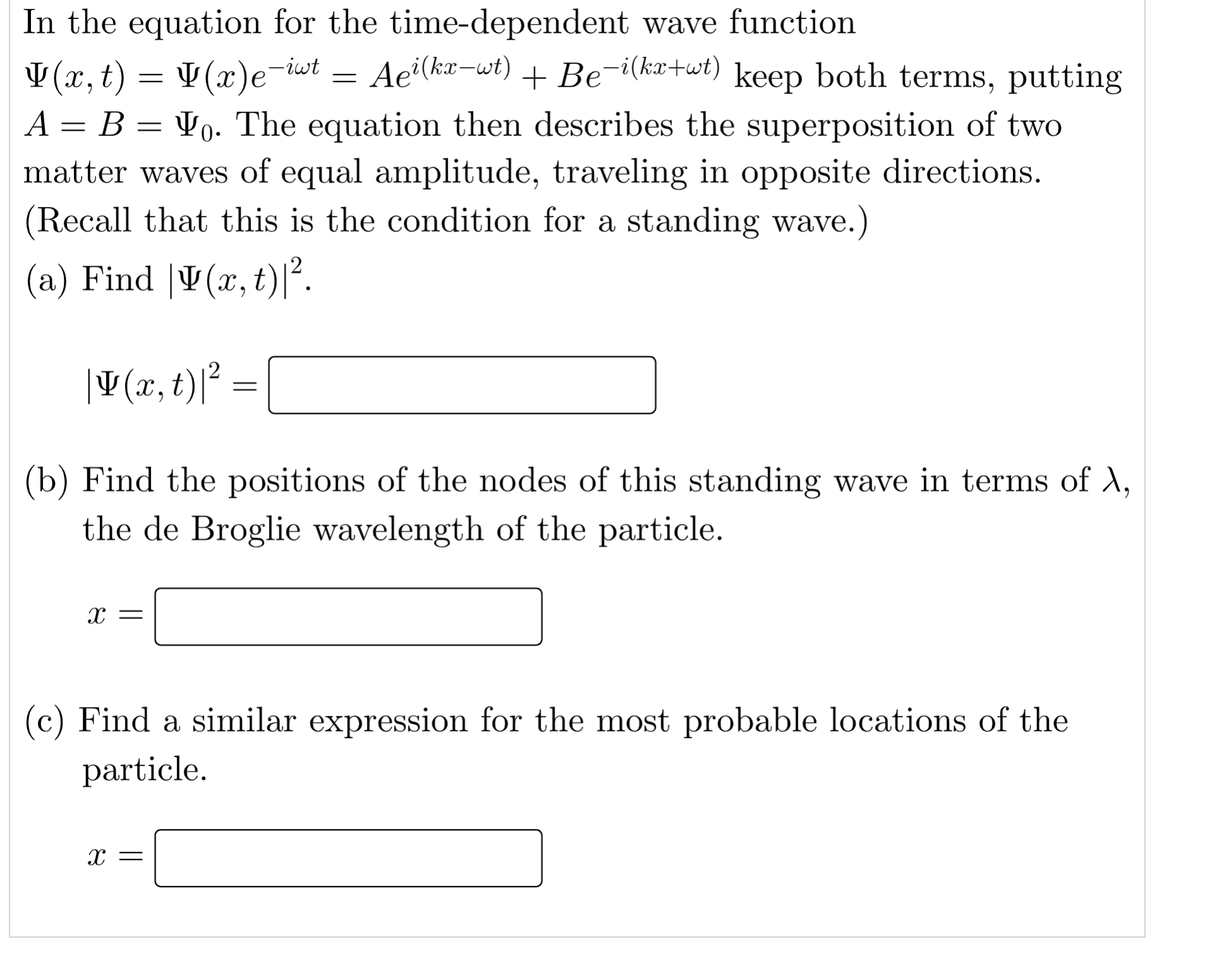 In the equation for the timedependent wave function {IL/17, t) :