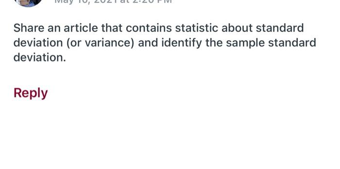 solve plz... Share an article that contains statistic about standard deviation (or