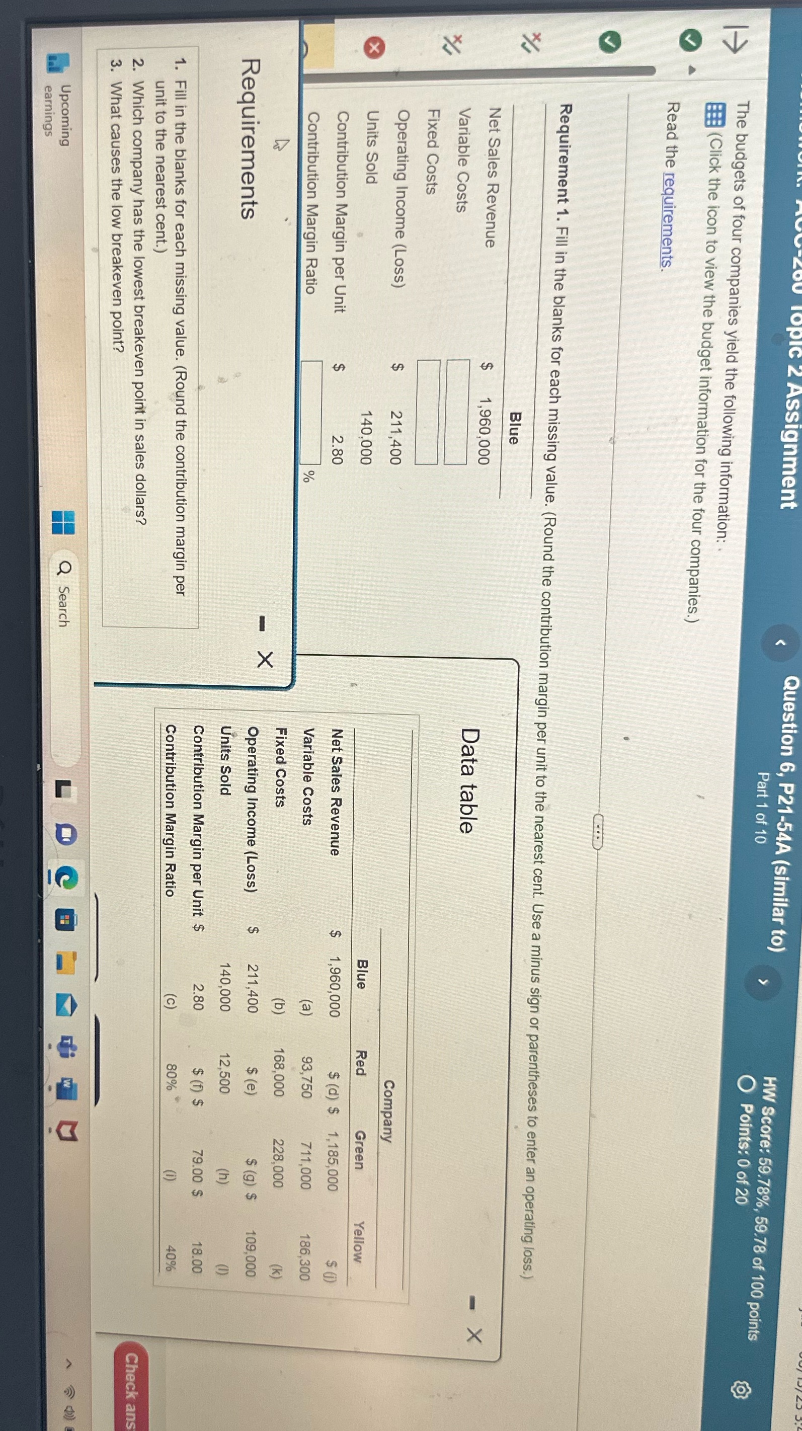 It's a ten part question 2 Assignment Question 6, P21-54A (similar to)
