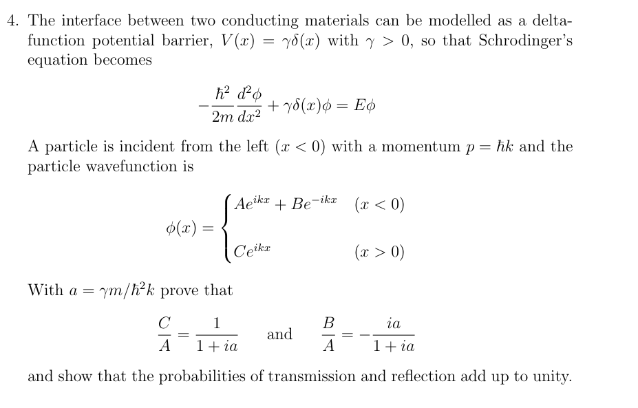 4. The interface between two conducting materials can be modelled as