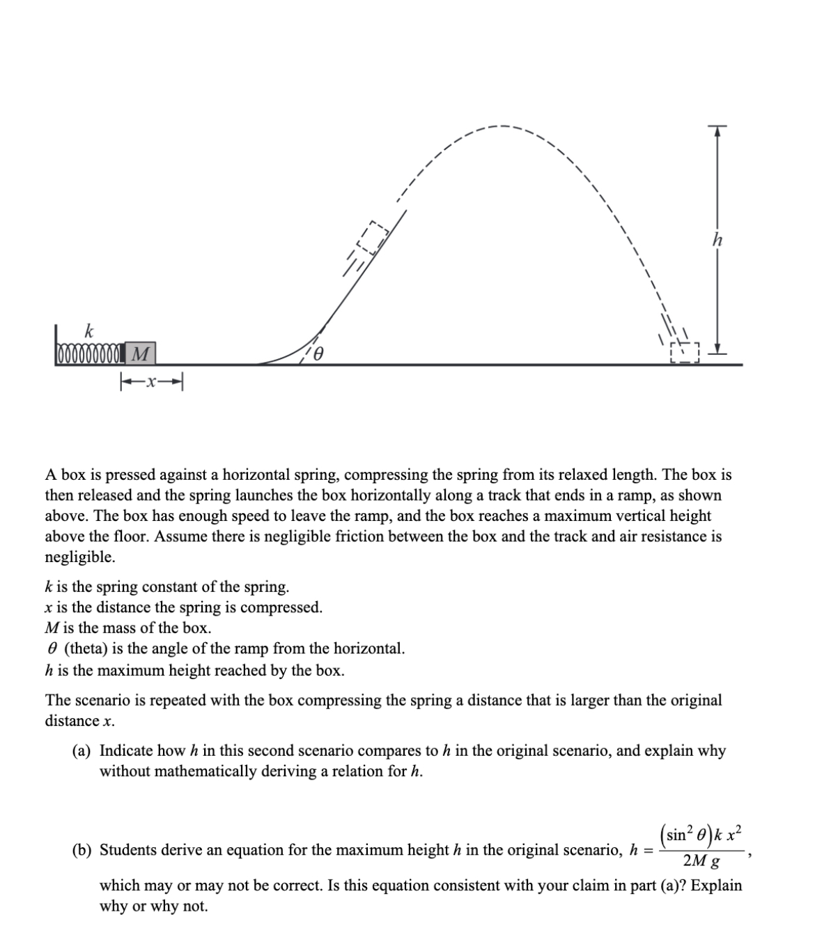 velocity of the box from when it leaves the ramp to immediately