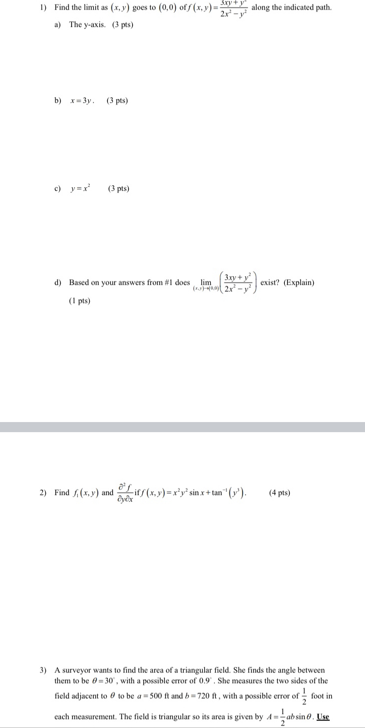 Please help!!! use differentials for question 3 please!!! 1) Find the limit