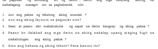 mahalagang masagot mo sa paghahanda nito 2. 3. S. Ano ang paksang