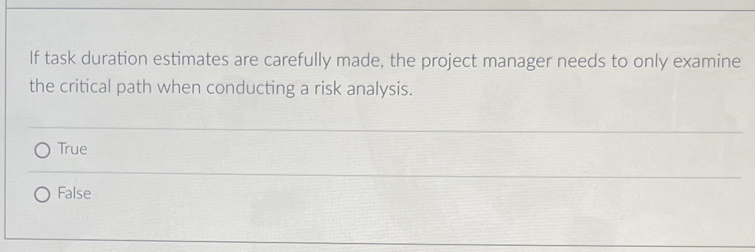 If task duration estimates are carefully made, the project manager needs