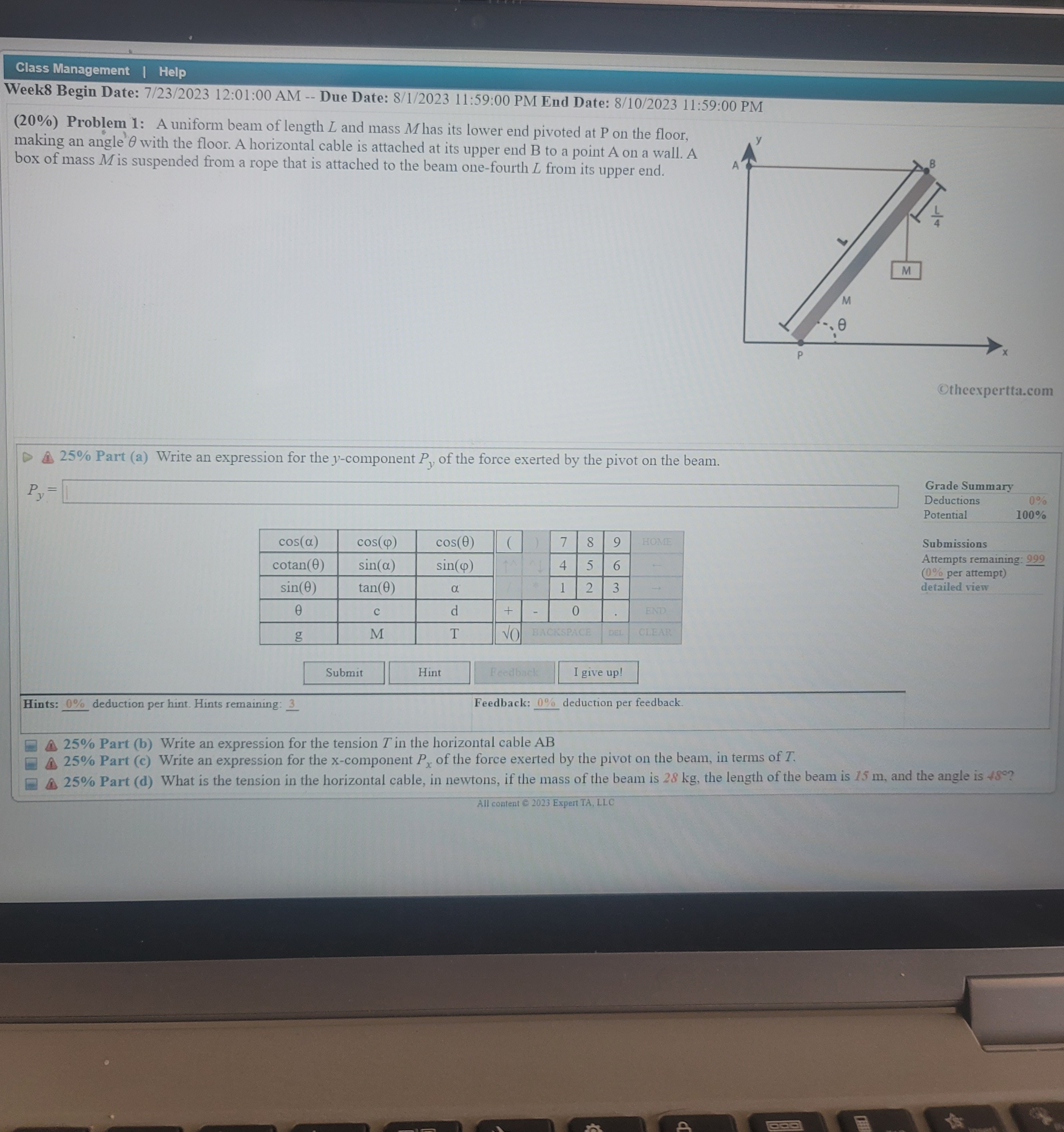  Class Management | Help Week8 Begin Date: 7/23/2023 12:01:00 AM --