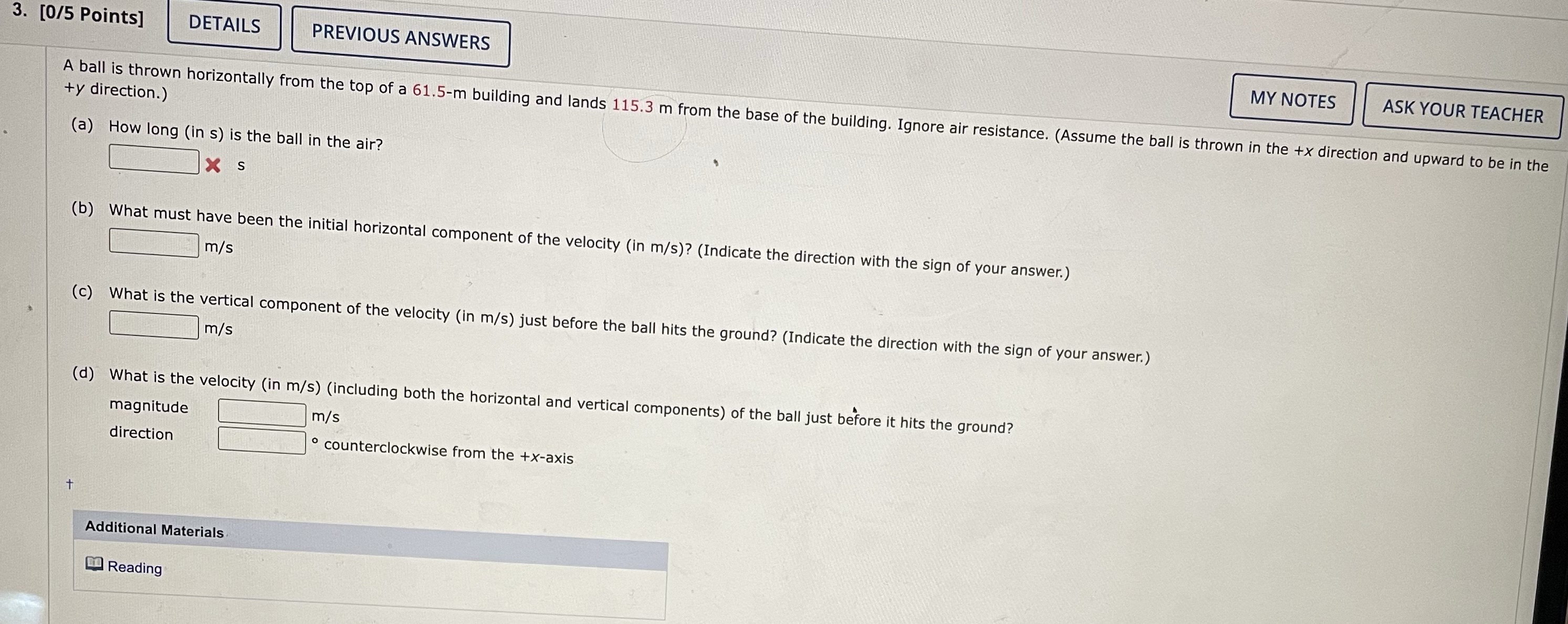  3. [0/5 Points] DETAILS PREVIOUS ANSWERS MY NOTES ASK YOUR TEACHER