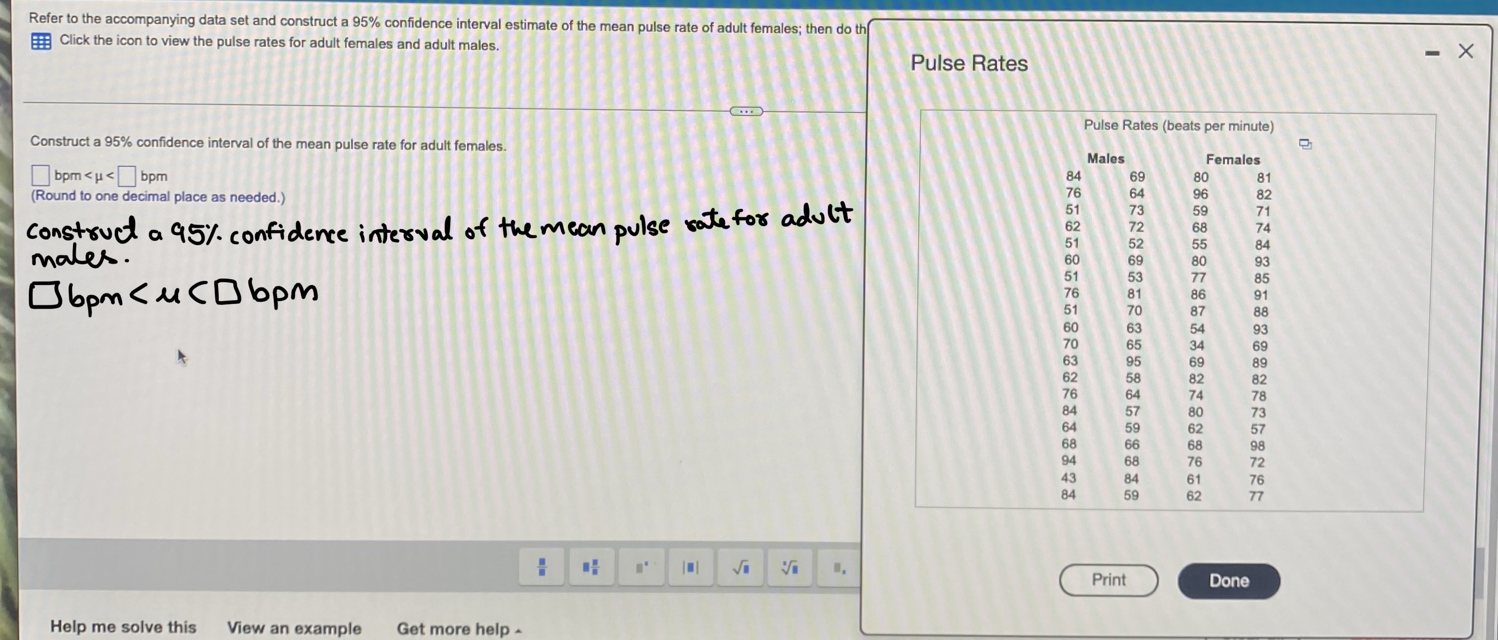  X Refer to the accompanying data set and construct a 95%
