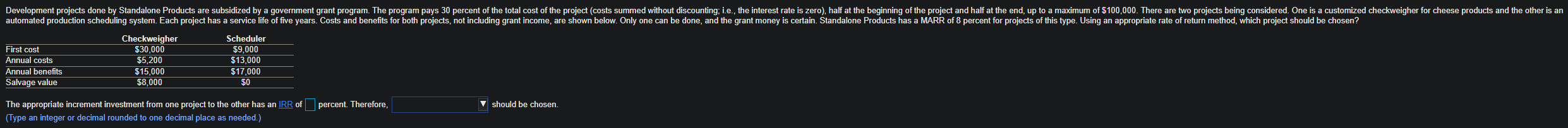 Development projects done by Standalone Products are subsidized by a government
