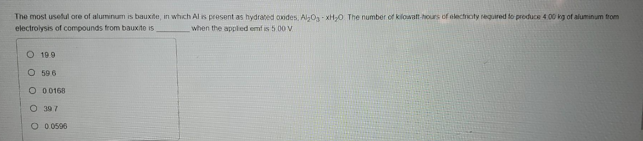 The most useful ore of aluminum is bauxite, in which A1 is