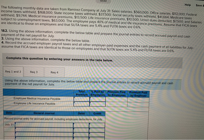  Help Save! The following monthly data are taken from Ramirez Company