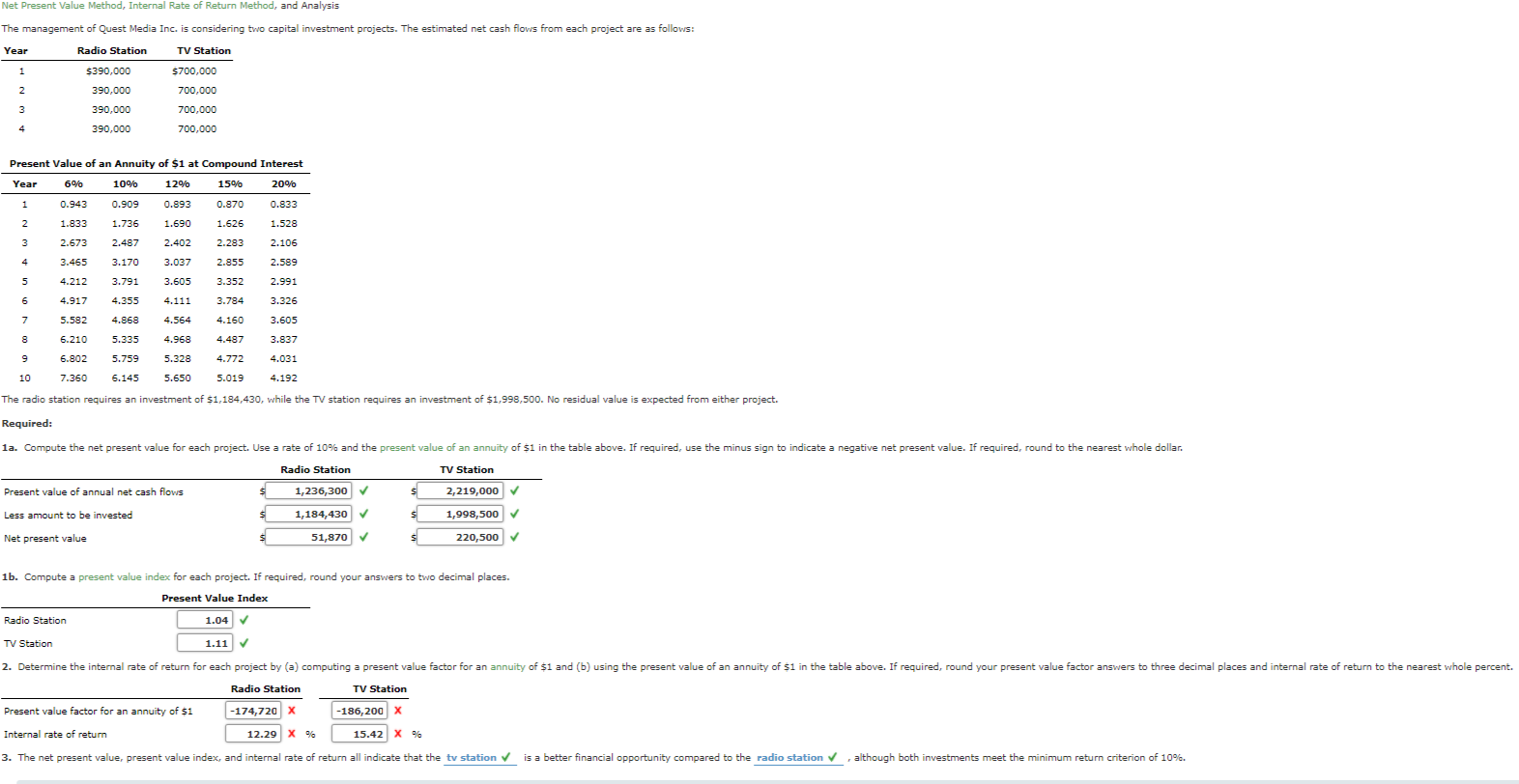 help with question number 2 please. Net Present Value Method, Internal Rate
