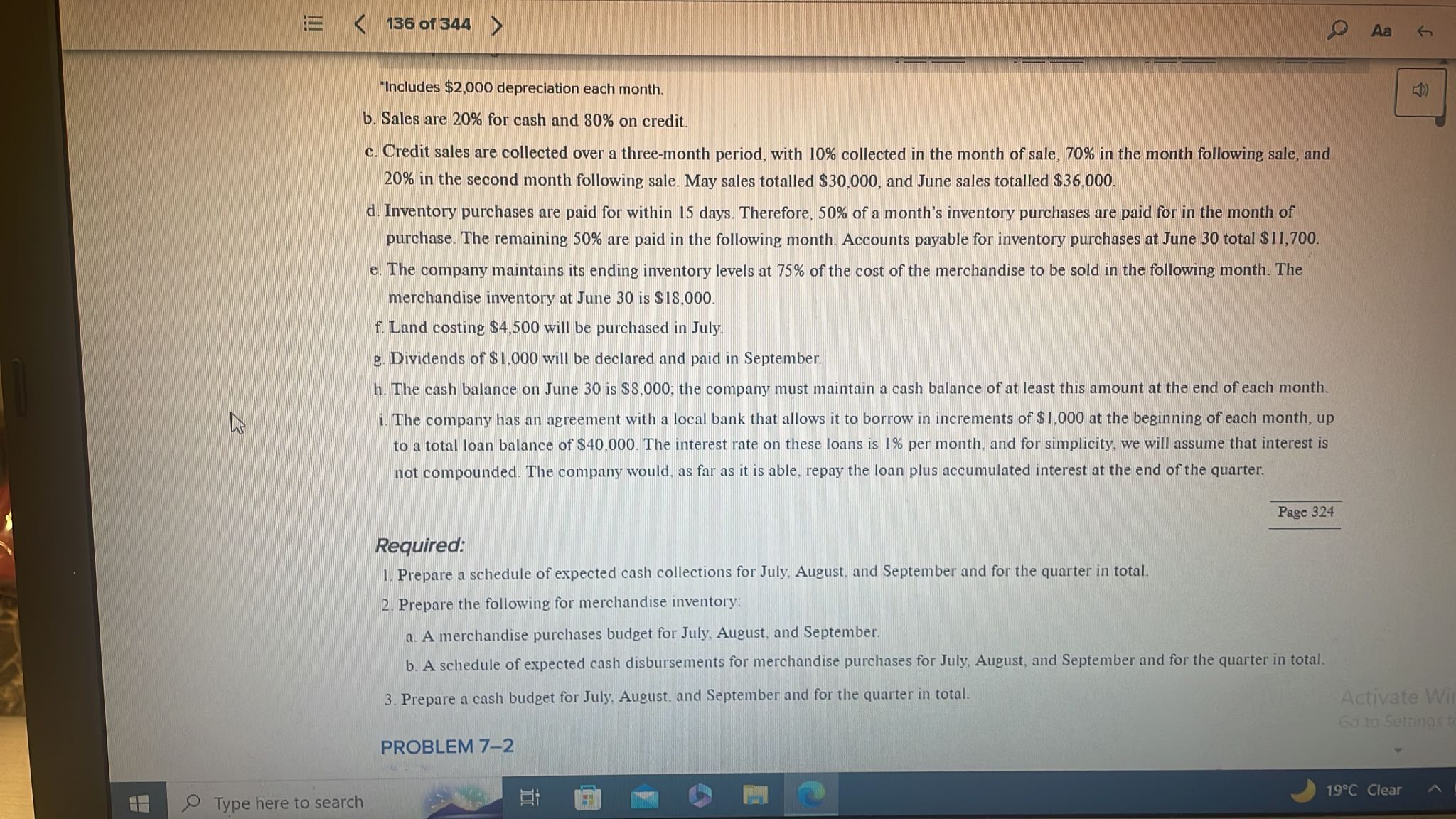 August collections: $47,760 ( 3 ) July ending cash balance: $8,410c. Janus