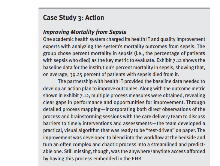  Case Study 3: Action Improving Mortality from Sepsis One academic health