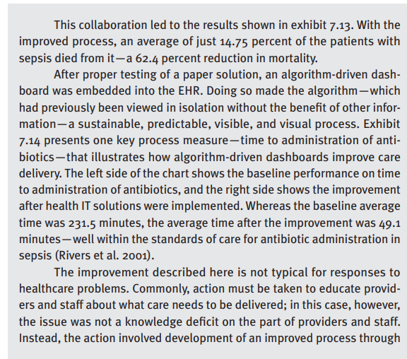 system's mortality outcomes from sepsis. The group chose percent mortality in sepsis