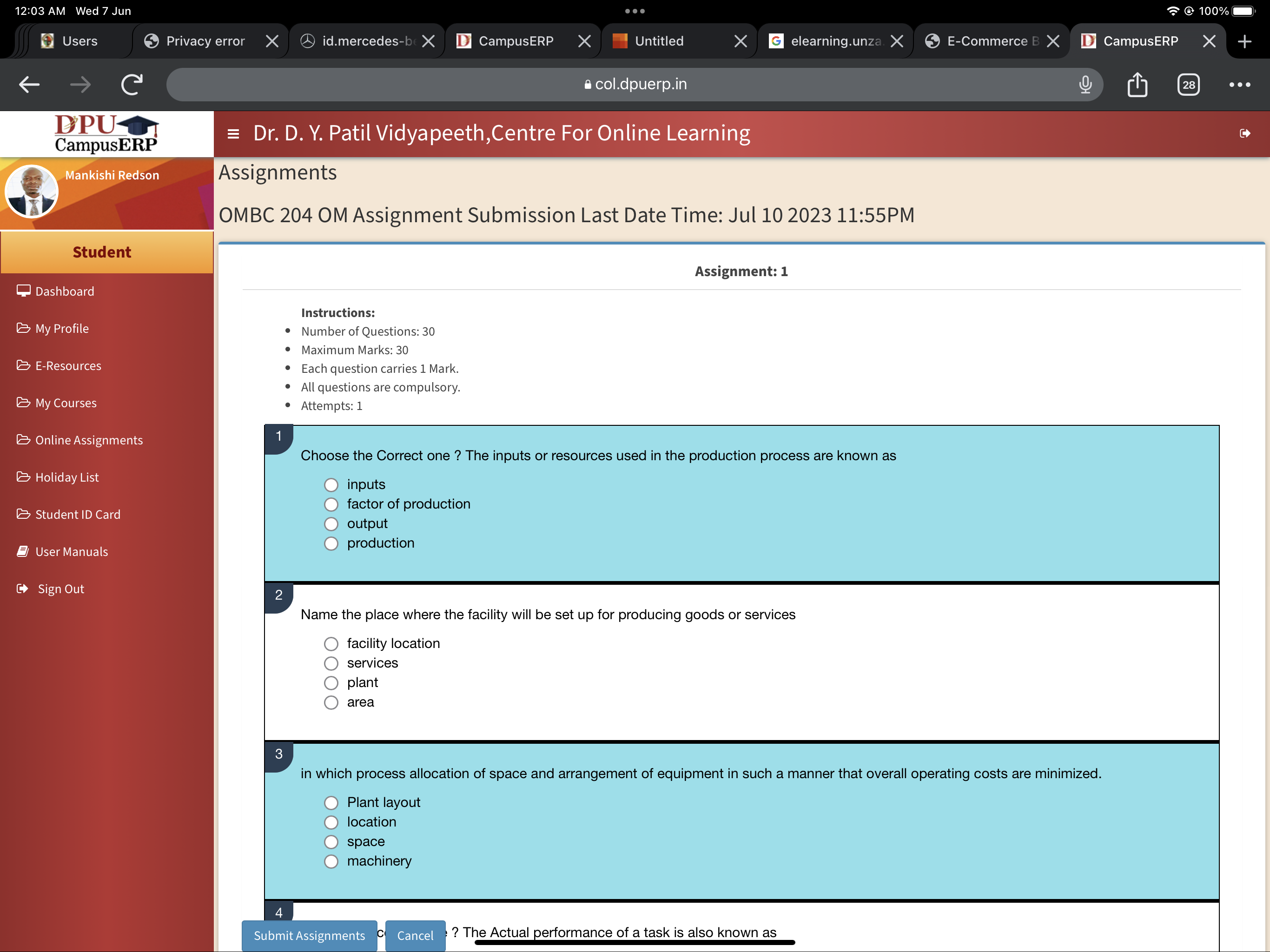 12:03 AM Wed 7 Jun . . . @ 100% Users