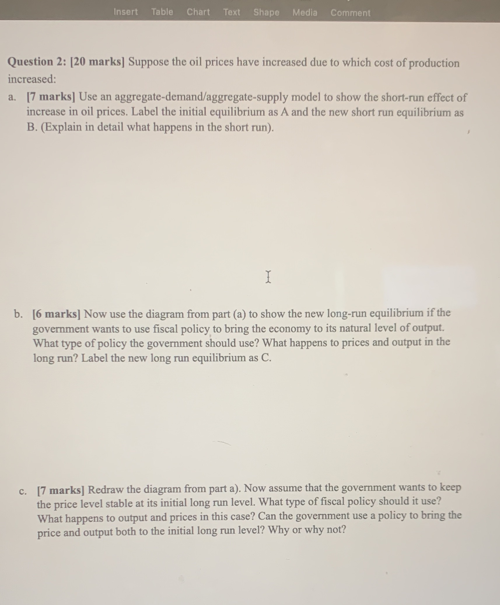 Plss fast Insert Table Chart Text Shape Media Comment Question 2: [20