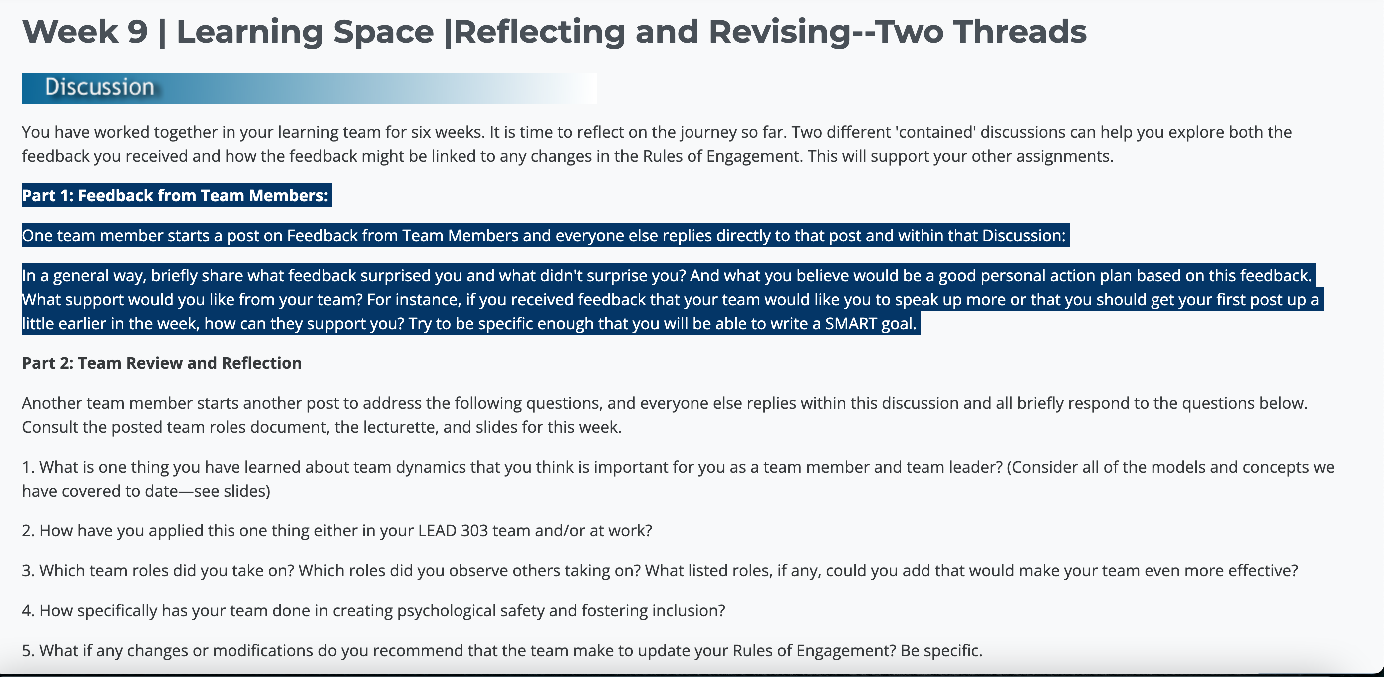 Week 9 | Learning Space |Reflecting and Revising--Two Threads BRI You