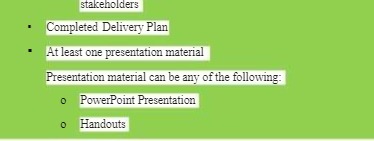 stakeholders Completed Delivery Plan At least one presentation material Presentation material