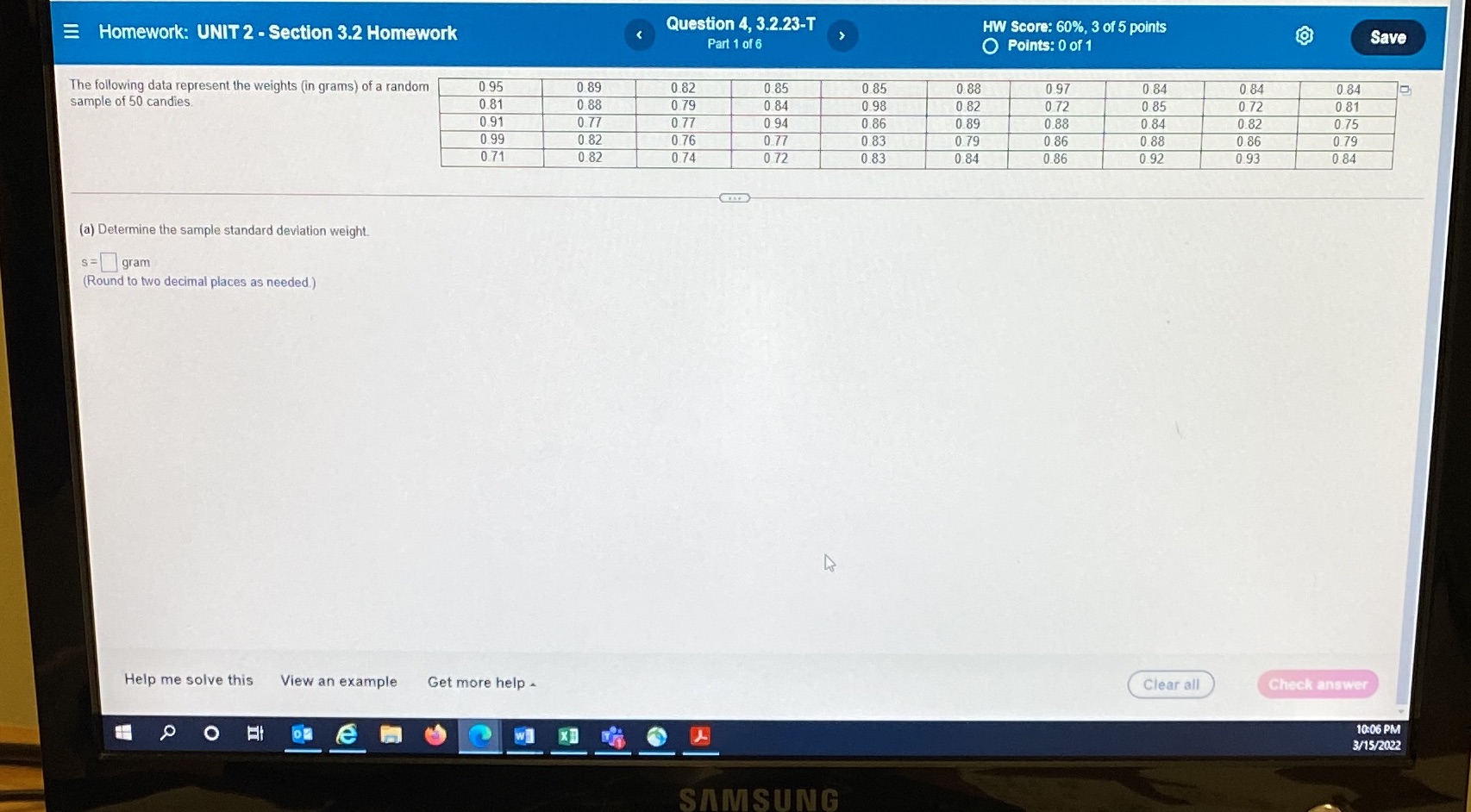 Homework: UNIT 2 - Section 3.2 Homework Question 4, 3.2.23-T HW