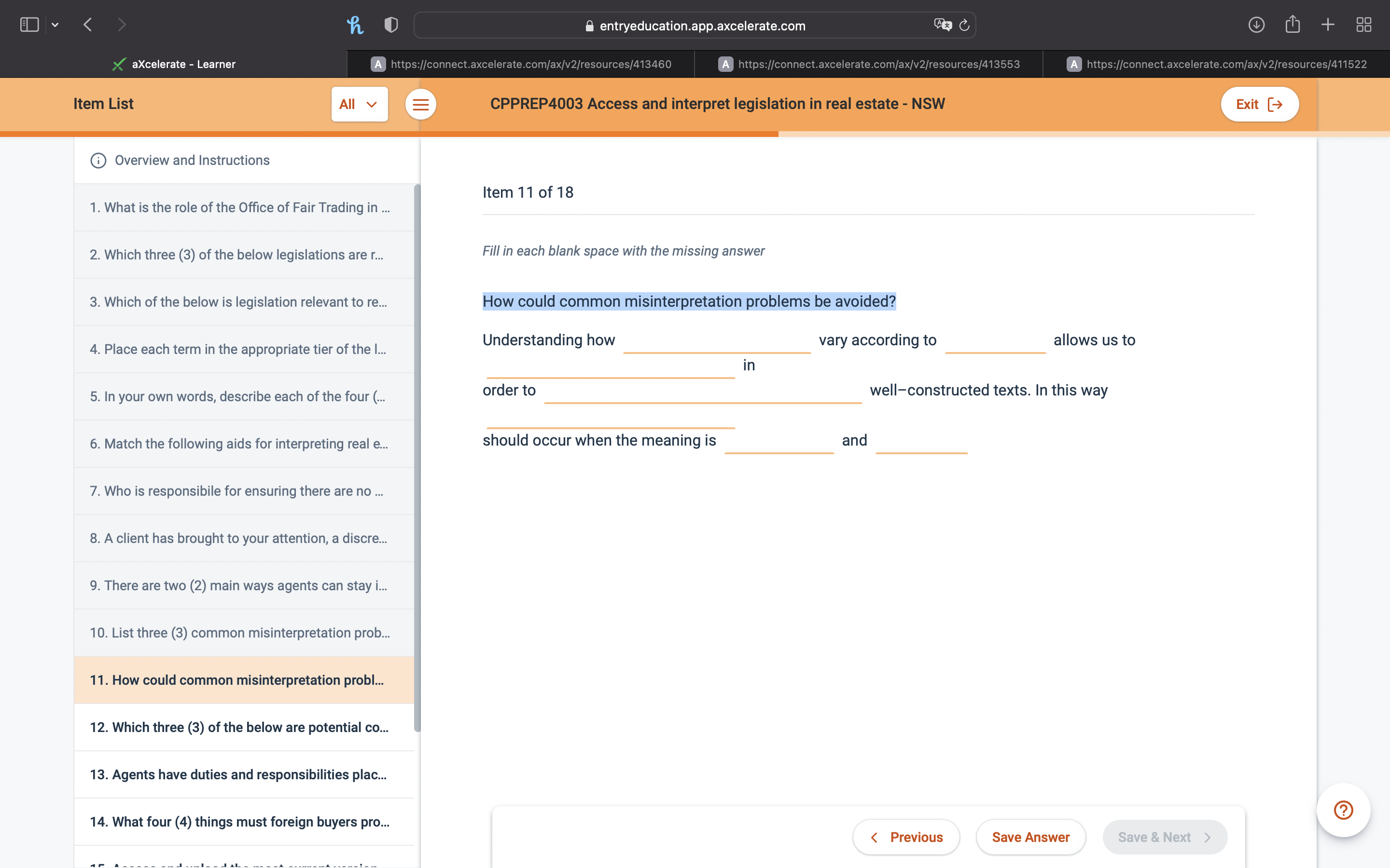 How could common misinterpretation problems be avoided? B entryeducation.app.axcelerate.com ,/ aXcelerate -