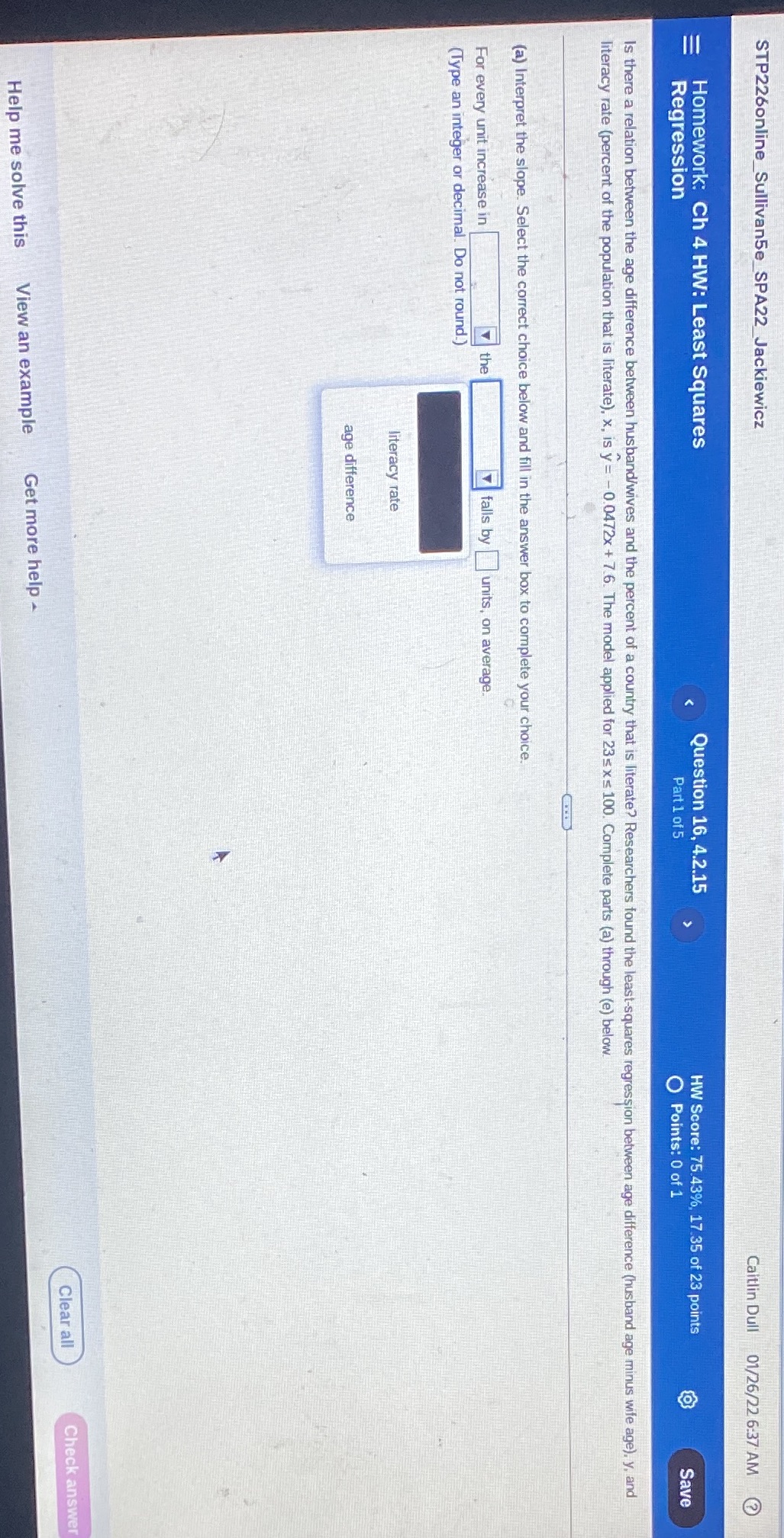 Both drop down options are the same - either literacy rate and