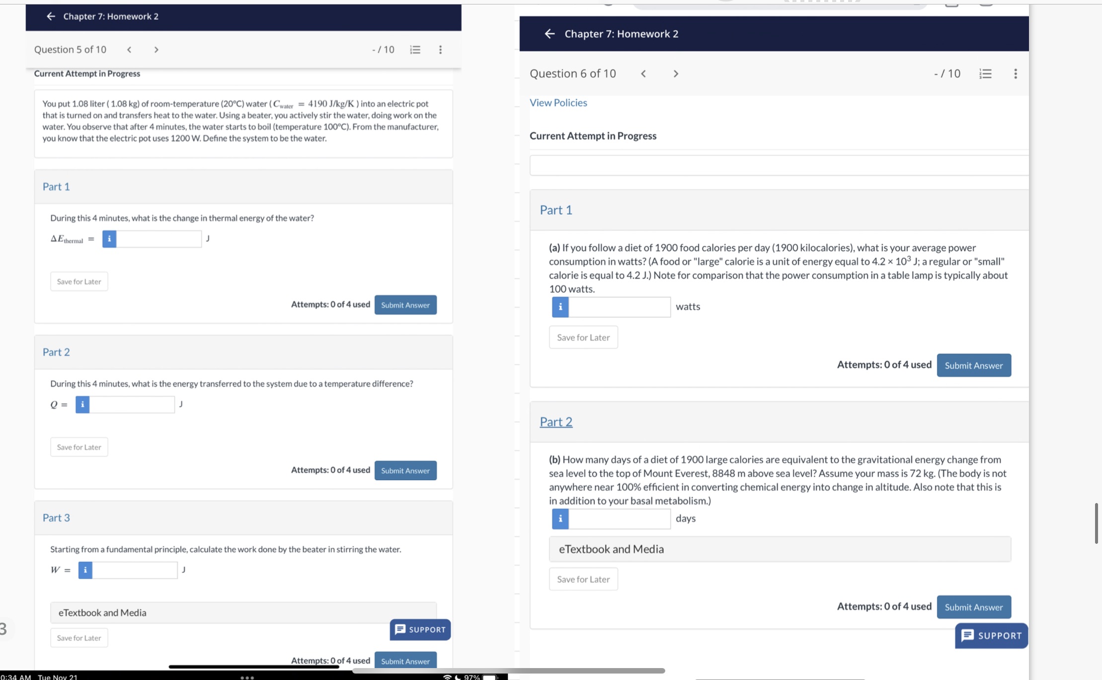 Chapter 7: Homework 2 Question 5 of 10 Current Attempt in Progress