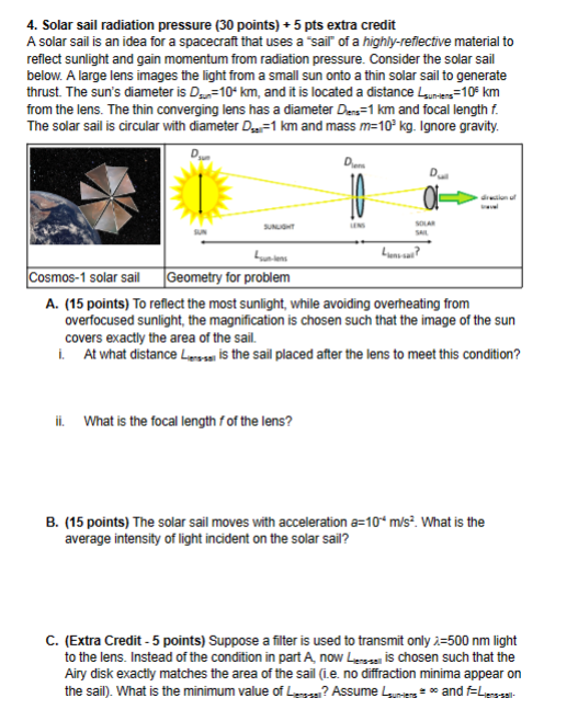 Calculus Based Physics 3 Question 4jnj 4. Solar sail radiation pressure (30