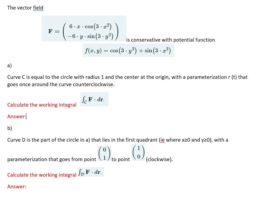  The vector field 6 . x . cos (3 . x2)